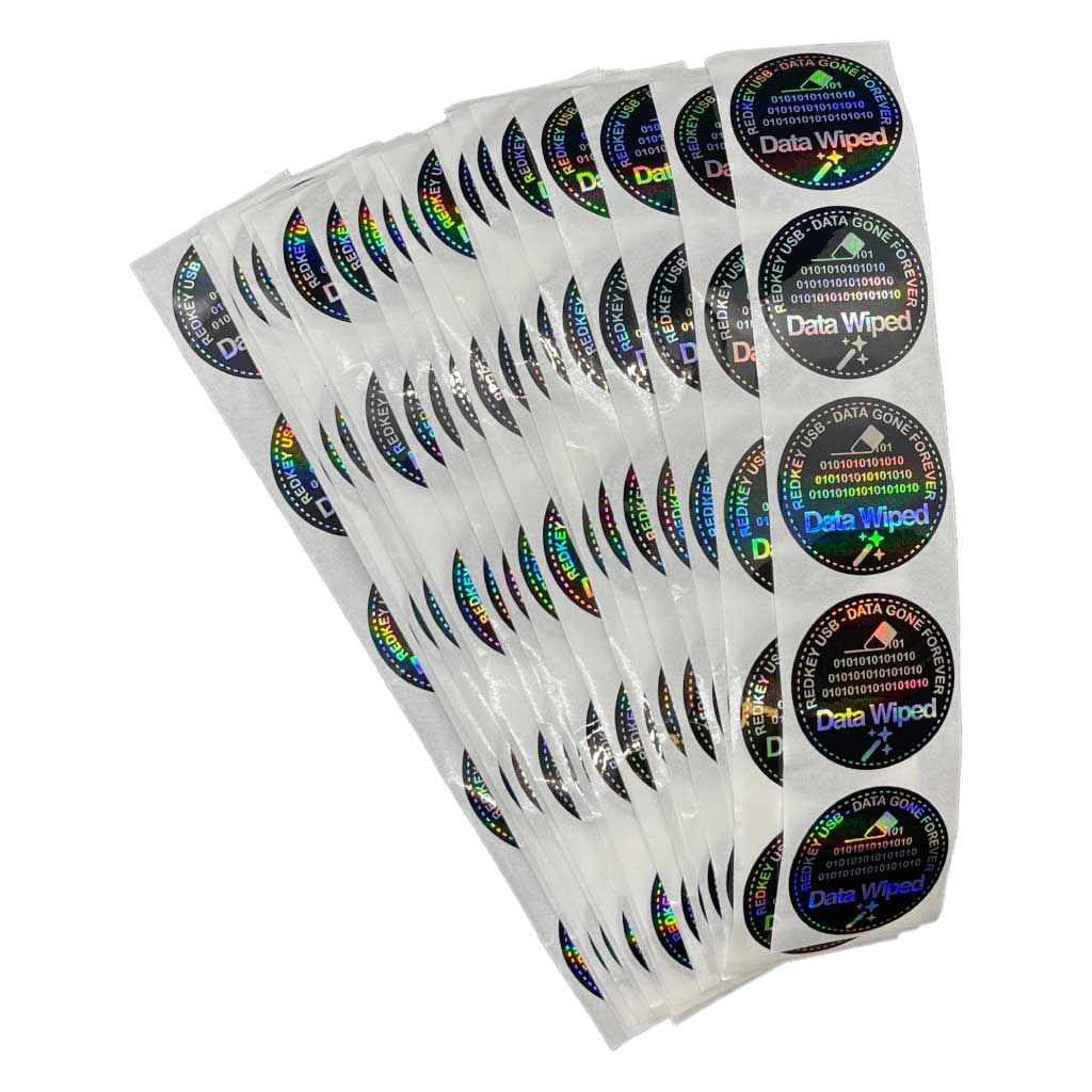 Data Wiped Stickers - Pack of 1,000: multiple sheets of holographic stickers
