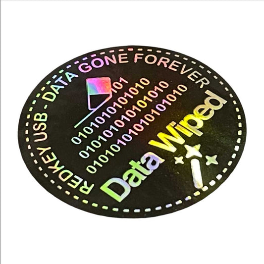 Data Wiped Stickers - Pack of 100: single black and gold sticker