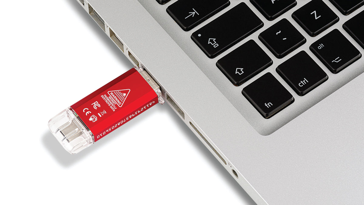 Redkey USB inserted into a laptop USB port