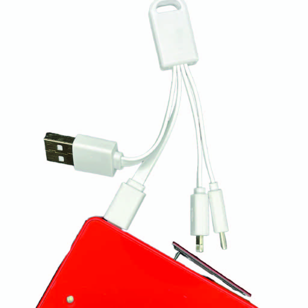 Smartphone 4-in-1 Data Cable: black cable connected to a smartphone