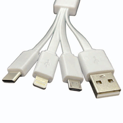 Smartphone 4-in-1 Data Cable: black cable showing USB-A, USB-C, Micro-USB and Lightning connectors