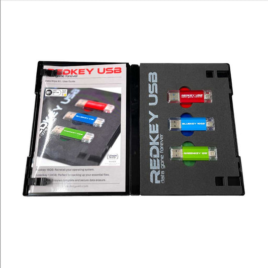 Redkey USB Ultimate Data Wipe Kit: protective case, guide and three USB tools